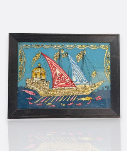 Cam Altı Osmanlı Kadırgası – Hat Sanatıyla Süslenmiş (20. Yüzyıl)