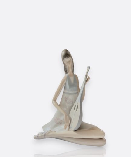 Lladró – Porselen Figür “Girl with Lute” (Spain, 1970s)