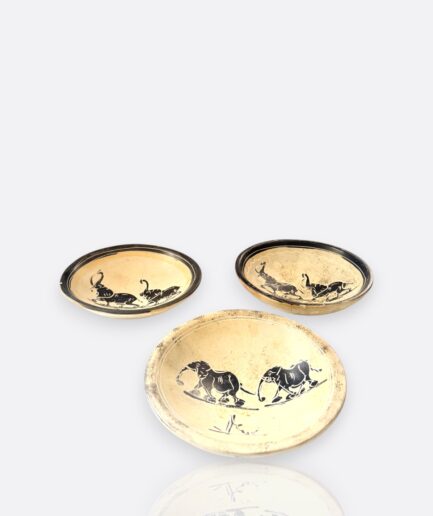 El Boyaması Boğa Figürlü Seramik Kase Seti (3’lü)