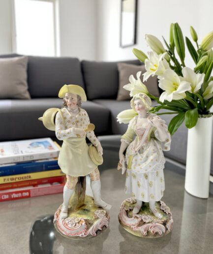 Rudolstadt Volkstedt Çoban Erkek ve Çoban Kız Figürleri – Almanya, 19. Yüzyıl Sonu