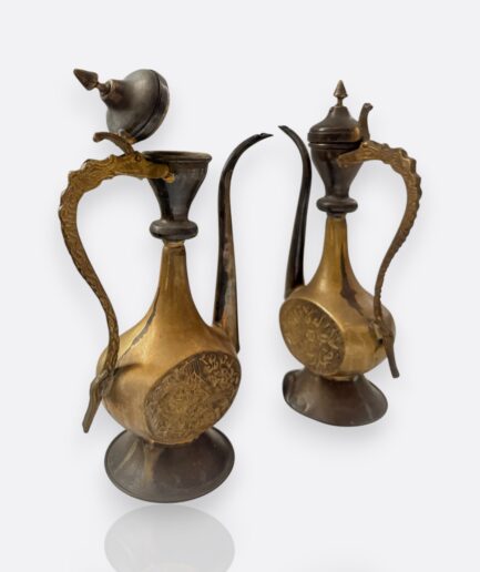 Osmanlı Pirinç İbrik Çifti – El İşçiliği Gravürlü