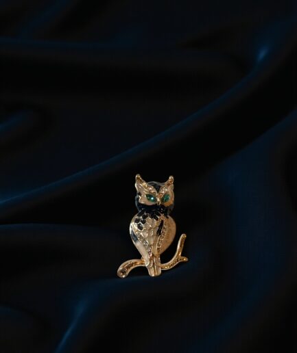 Baykuş Broş – Taş Detaylı Vintage Takı