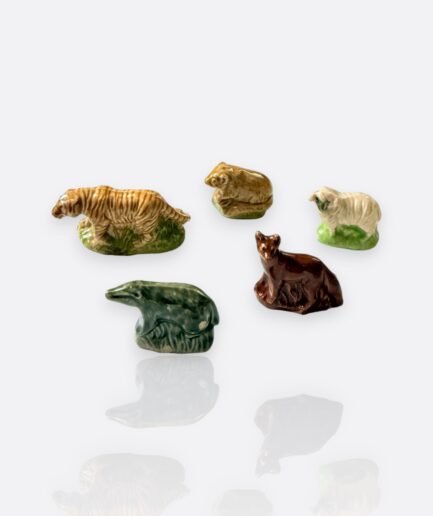 Vintage Miniature Animals – 1950s Glazed Ceramic Set (5 Adet)