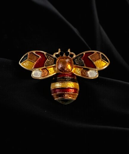Altın Renkli Mine İşlemeli Arı Figürlü Broş